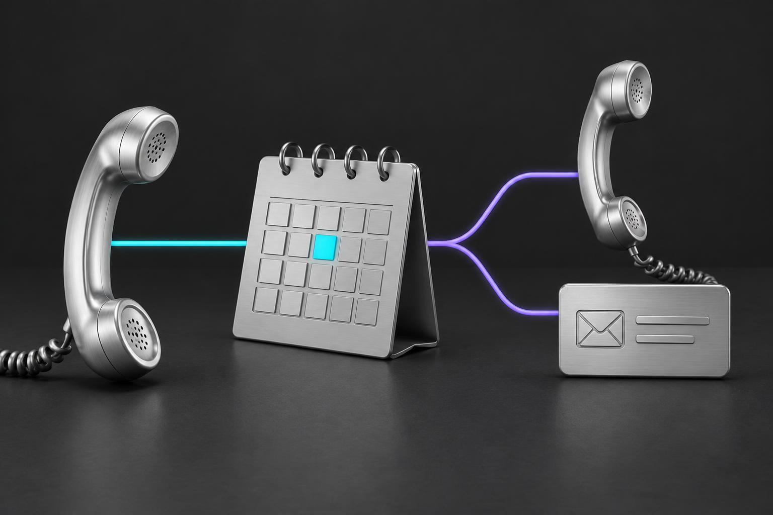 A telephone connected to an appointment calendar, confirmation message and escalation handset